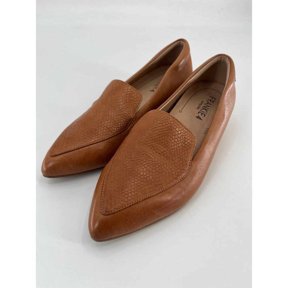 SALE Frankie4 Faye Reptile Embossed Flat Slip On Shoes Sz 7.5 Tan Leather